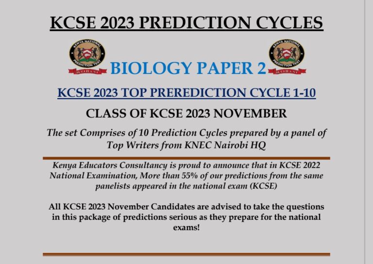 kcse biology essay prediction 2022