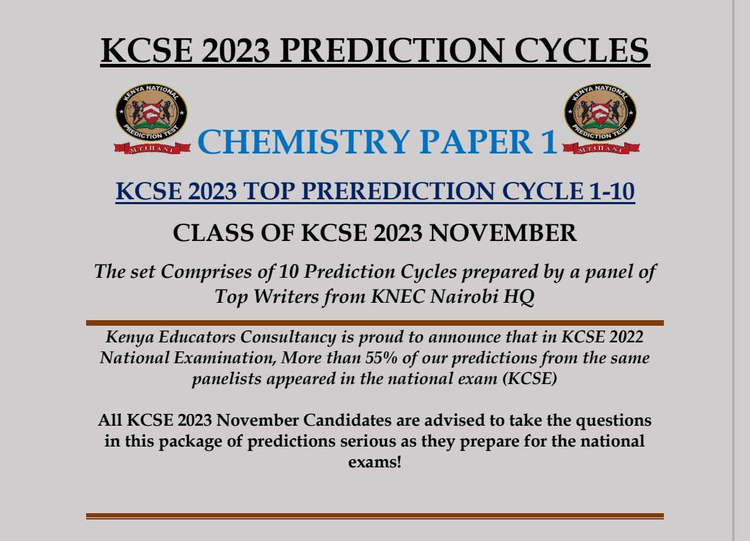 Kcse 2023 Chemistry Paper 1 Top Prediction Master Cycles Kenya Educators 1522